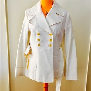 Mango Spring Jacket - White, Double Breasted with Belt NWOT